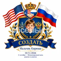 Гербы семьи Создать герб фоне дружбы между США и России(10/11/2026 года) 11 октября международного дня девочек и девочек