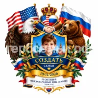 Гербы семьи Создать герб фоне дружбы между США и России(10/11/2026 года) 11 октября международного дня девочек 2026 год