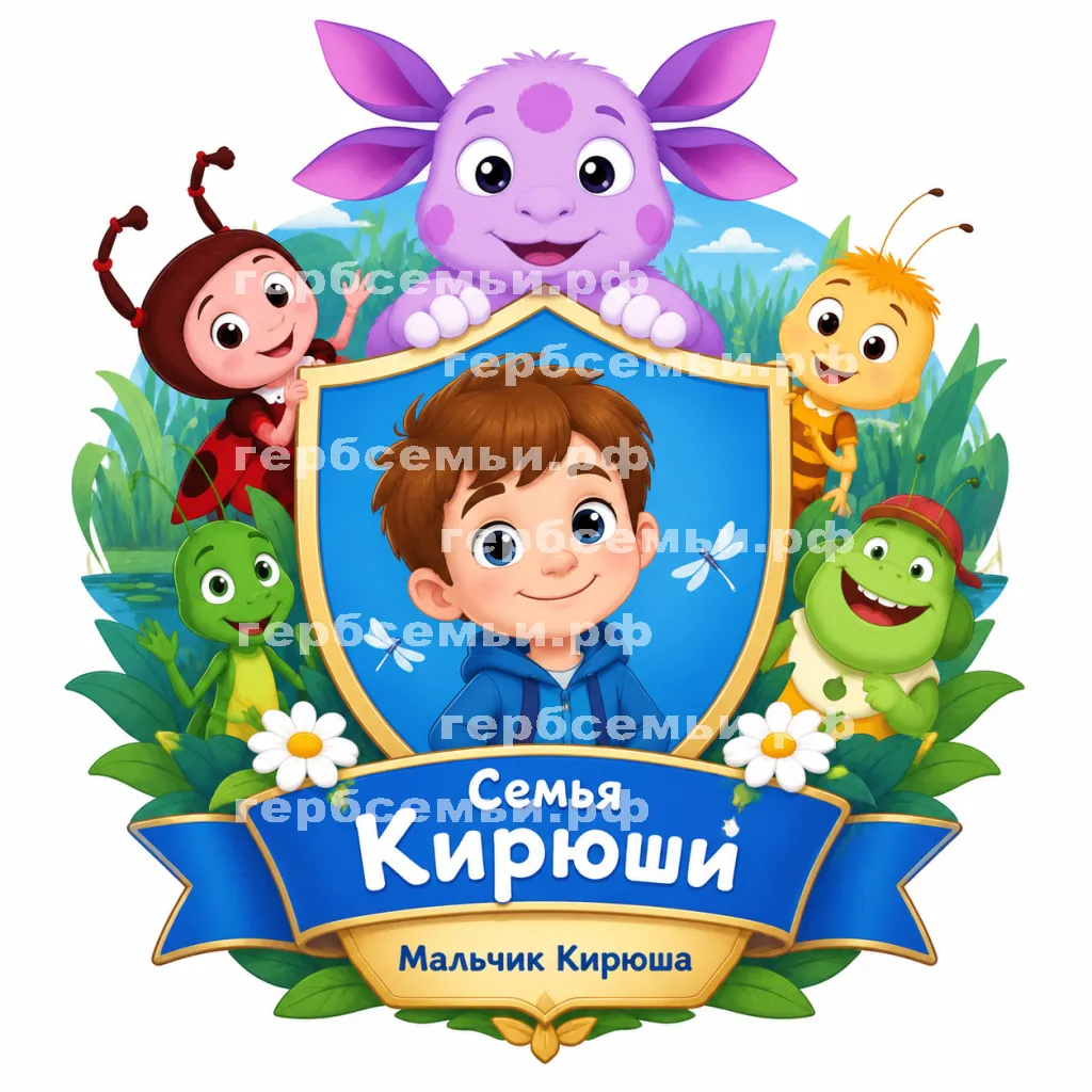Герб семьи Создать на фоне мультика Лунтик и его друзья #42937