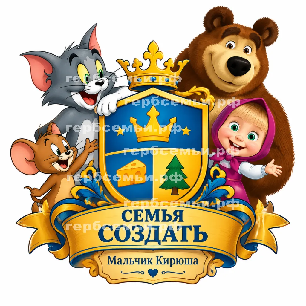 Герб семьи Создать герб на фоне мультиков Том и Джерри и Маша и Медведь #42955