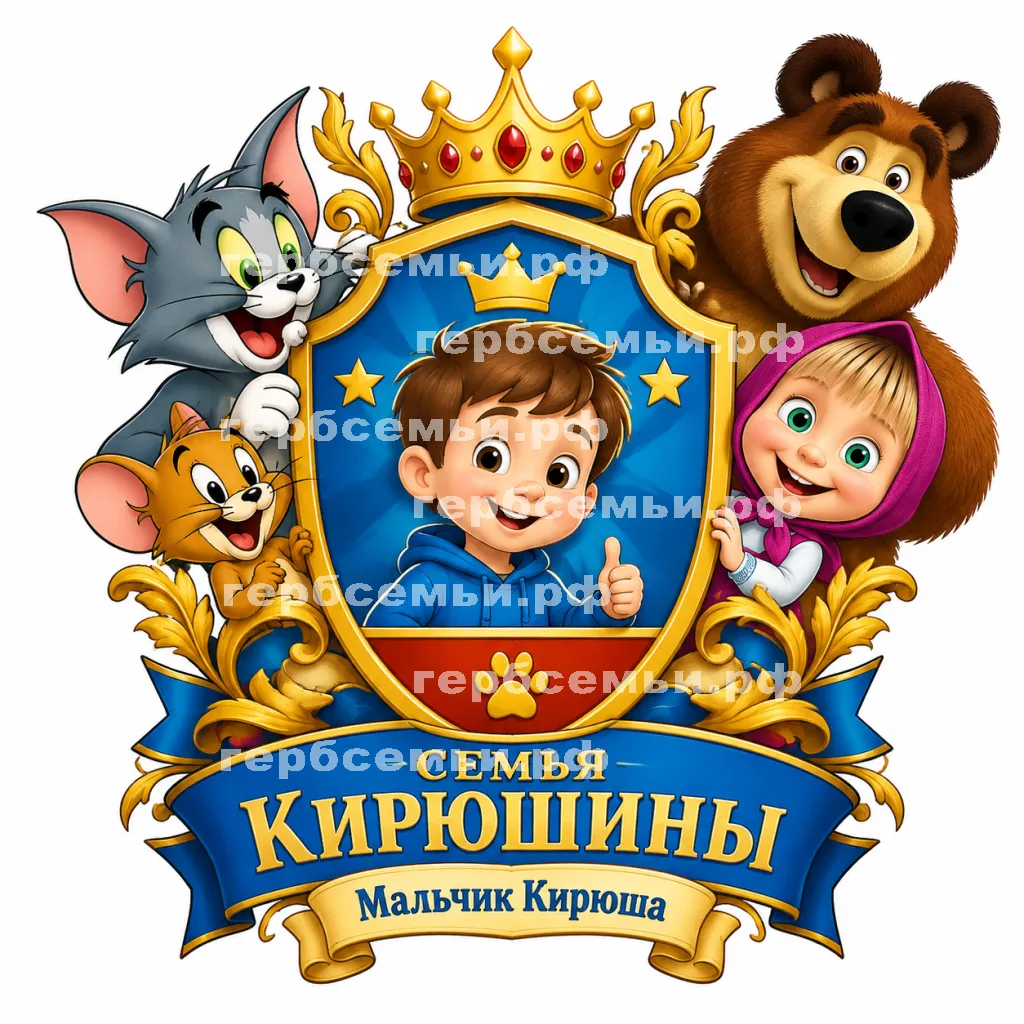 Герб семьи Создать герб на фоне мультиков Том и Джерри и Маша и Медведь #42956
