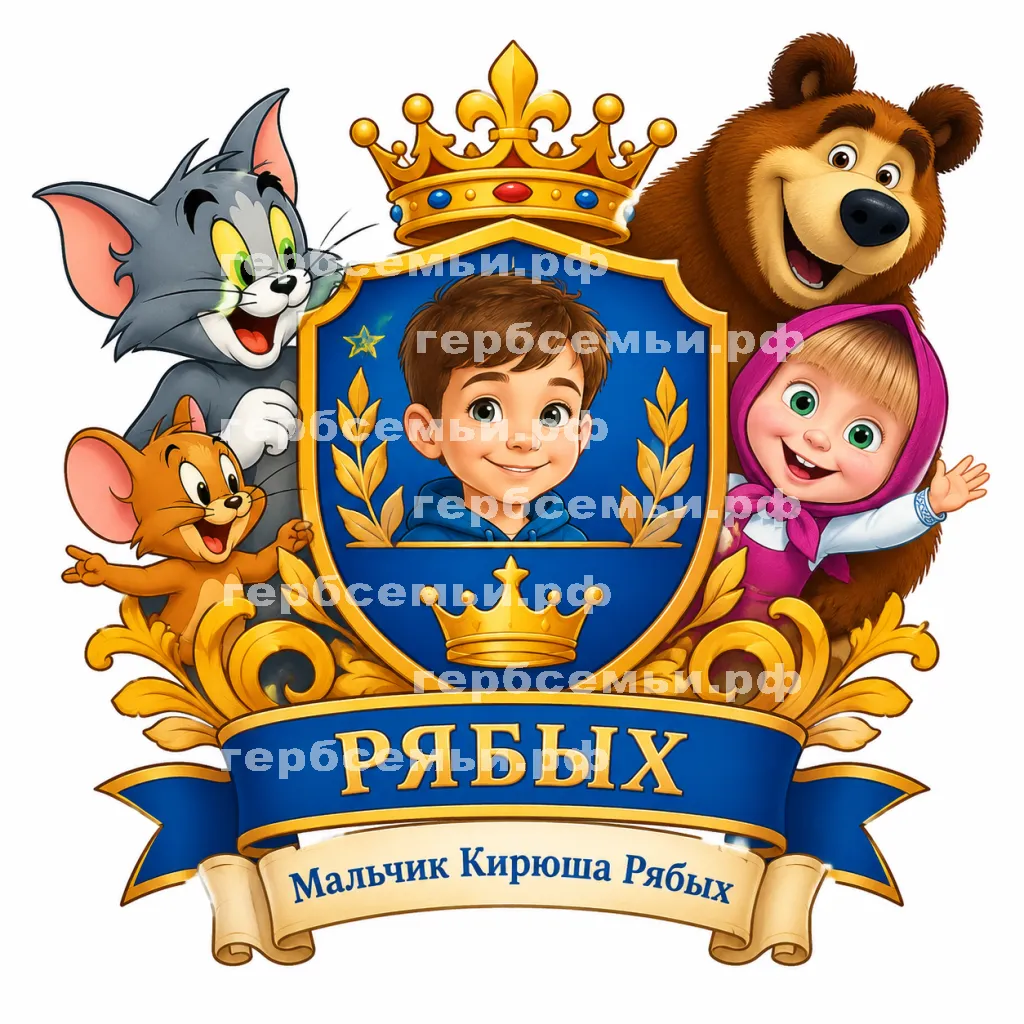 Герб семьи Создать герб на фоне мультиков Том и Джерри и Маша и Медведь #42958