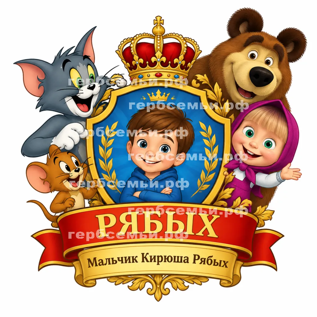 Герб семьи Создать герб на фоне мультиков Том и Джерри и Маша и Медведь #42959