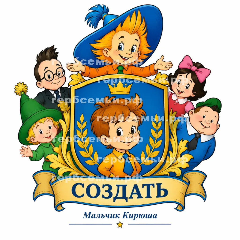 Герб семьи Создать герб на фоне Незнайки и его друзей #42967