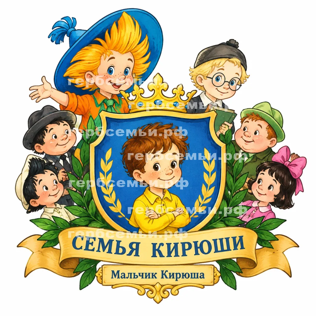 Герб семьи Создать герб на фоне Незнайки и его друзей Носова #42970