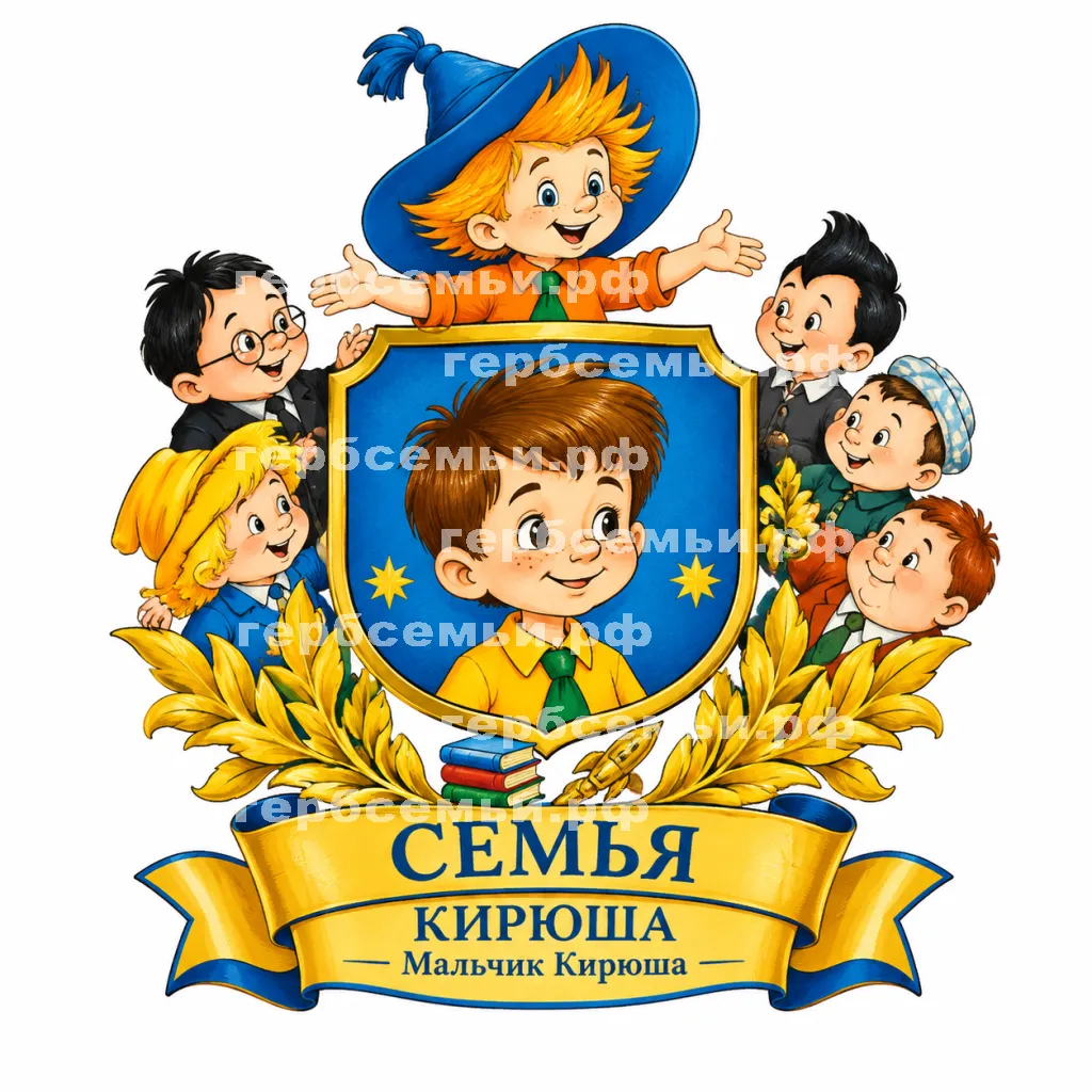 Герб семьи Создать герб на фоне Незнайки и его друзей автора Николая Николаевича Носова #42971