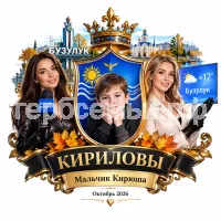 Гербы семьи Создать герб на фоне города Бузулука и девушек корреспондента и ведущей прогноза погоды Бузулука месяц октябрь 2026 год в красивых черных кожаных перчатках влюбились в мальчика Кирюшу