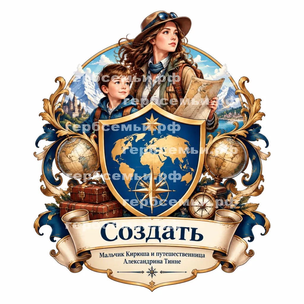 Герб семьи Создать герб на фоне путешественницы Александрины Тинне #43017