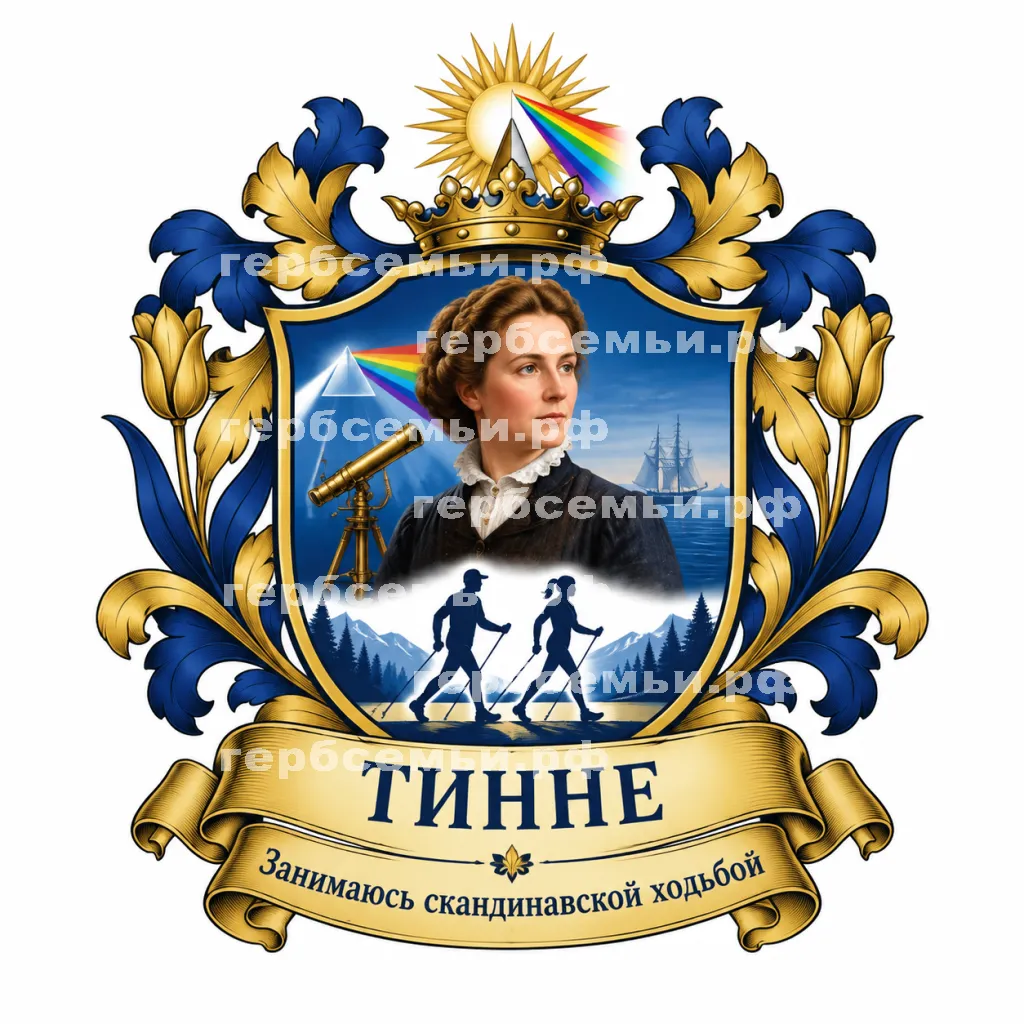 Герб семьи На фоне голландской исследовательницы света Александрины Тинне #43029