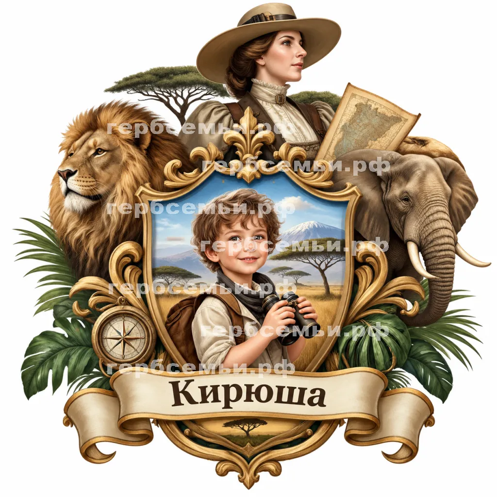 Герб семьи Создать герб на фоне голландской исследовательницы Африки Александрины Тинне #43056