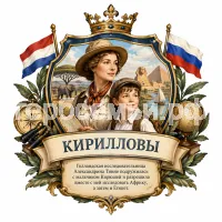 Герб семьи Создать герб на фоне знаменитой голландской исследовательницы Африки Адександрины Тинне и её друг из России мальчик Кирюша