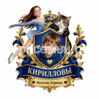 Гербы семьи Создать герб на фоне девушки на коньках Котка в чёрных кожаных перчатках любит мальчика Кирюшу