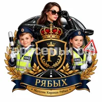 Герб семьи Создать герб на фоне девушки автоледи в черных кожаных перчатках и юные инспекторы движения