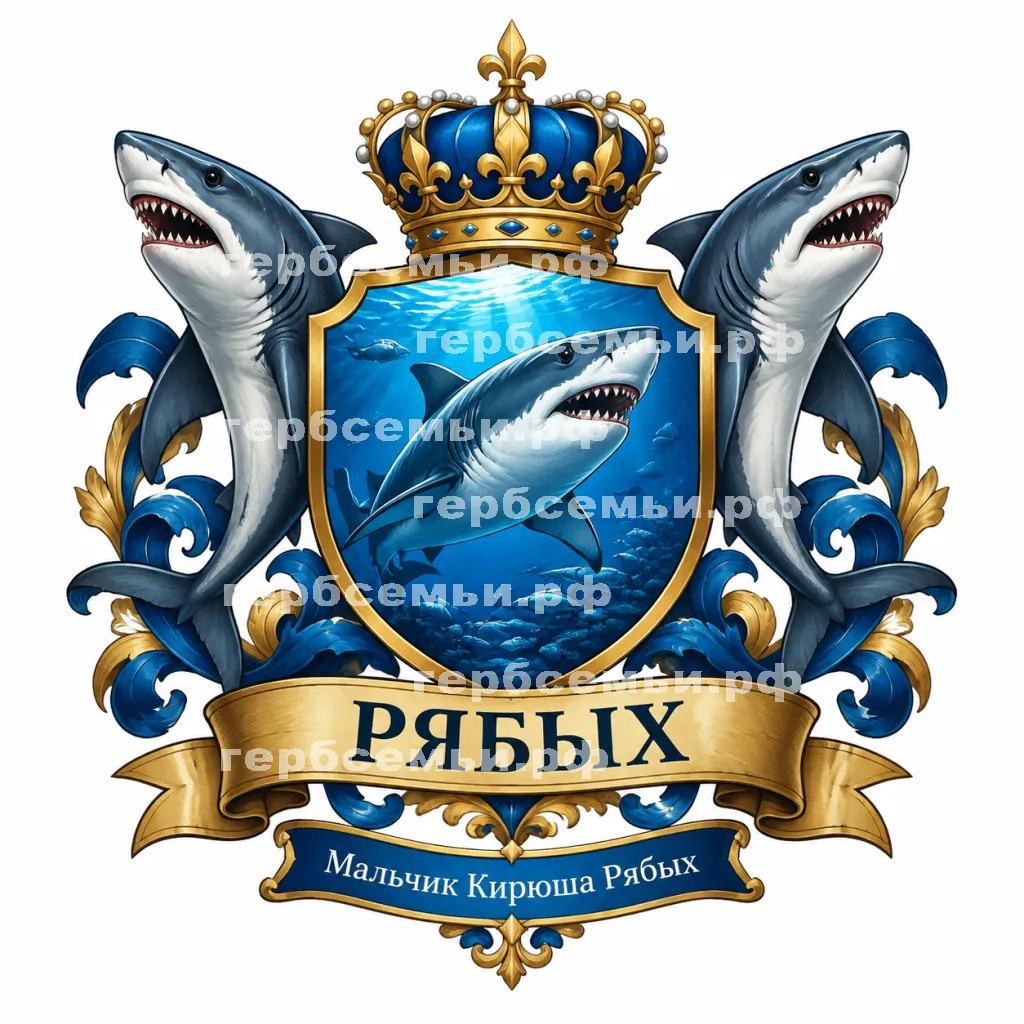 Герб семьи Создать герб на фоне рыбки и рыбы акулы #43088