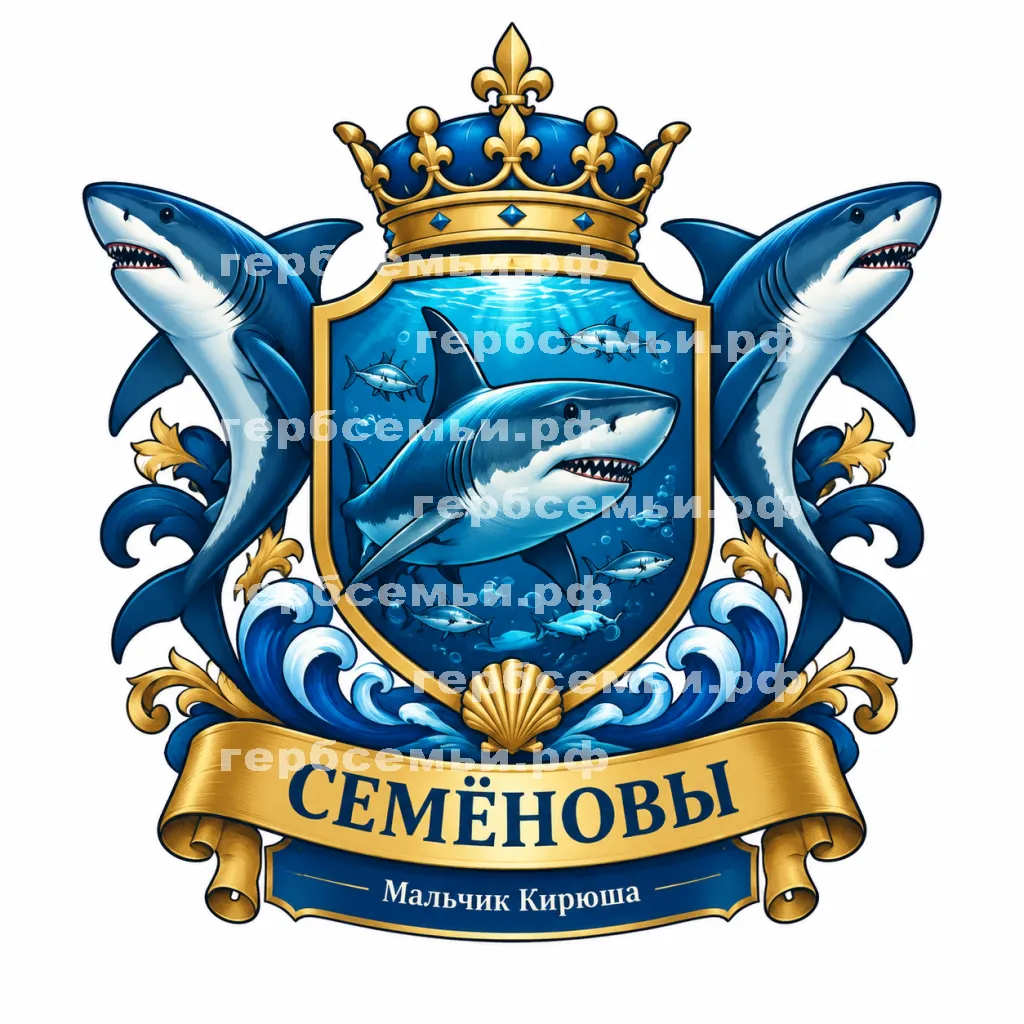 Герб семьи Создать герб на фоне рыбки и рыбы акулы #43089
