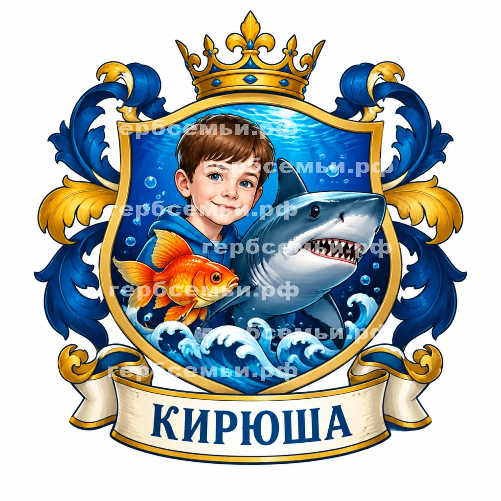 Герб семьи Создать герб на фоне рыбки и рыбы акулы #43090