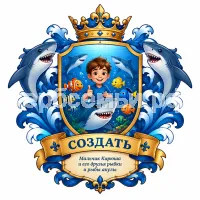 Гербы семьи Создать герб на фоне рыбки и рыбы акулы