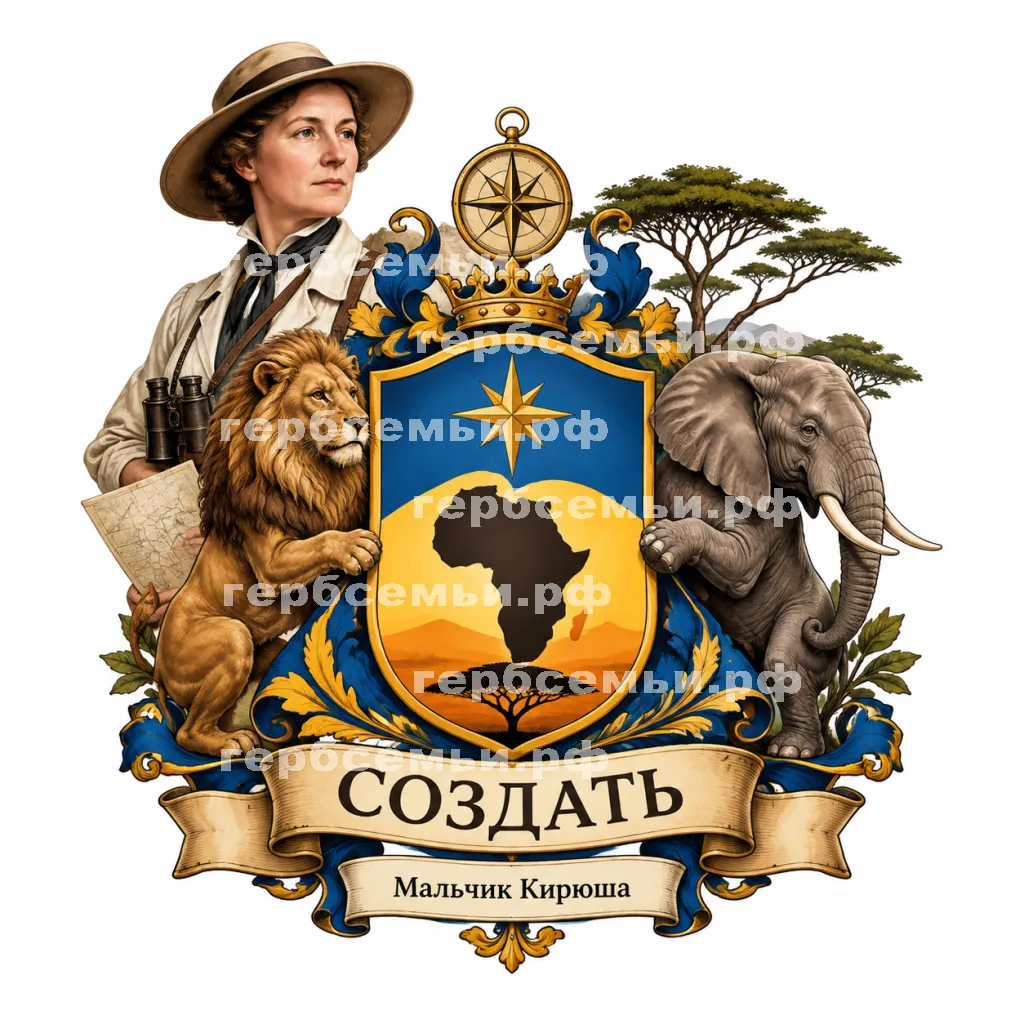 Герб семьи Создать герб  на фоне голландской исследовательницы Африки Александрины Тинне #43110