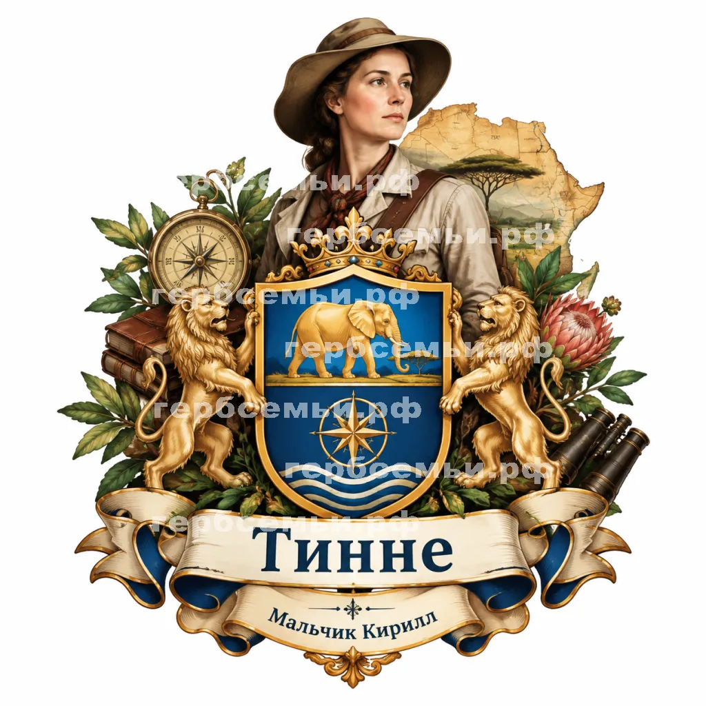 Герб семьи Создать герб на фоне голландской исследовательницы Африки и путешественницы Александрины Тинне #43114