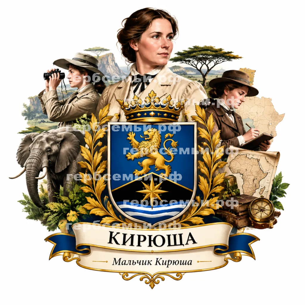 Герб семьи Создать герб на фоне голландской исследовательницы Африки Александрины Тинне в разные годы #43117