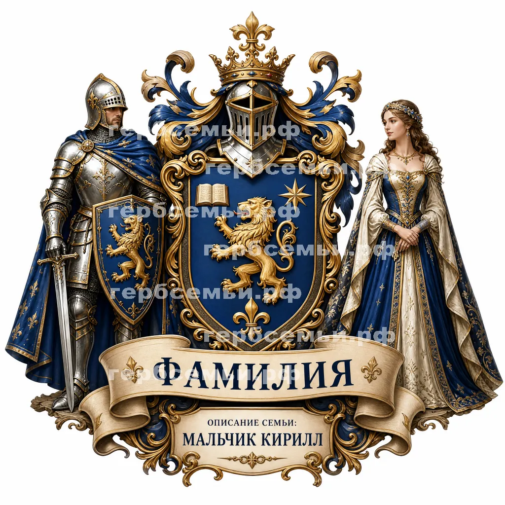 Герб семьи Создать герб на фоне рыцарей и прекрасных дам #43147