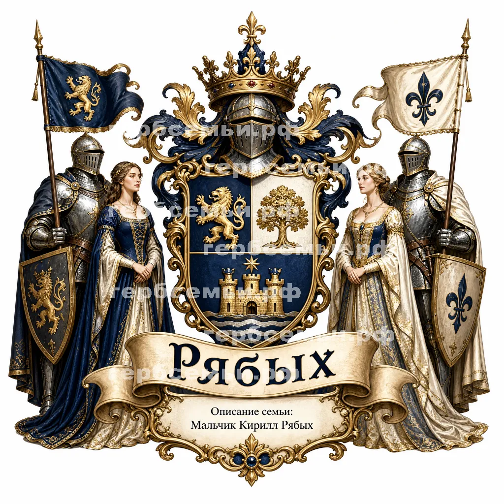 Герб семьи Создать герб на фоне рыцарей и прекрасных дам #43148