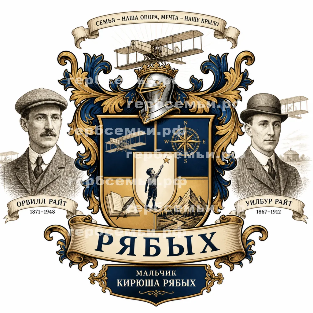 Герб семьи Создать герб на фоне братьев Райт с именами #43151