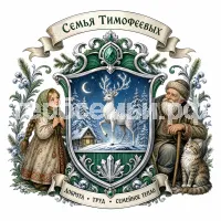 Гербы семьи Создать герб на фоне сказа Павла Петровича Бажова Серебряное Копытце девочка Даренка, дед Кокования и кошка Муренка