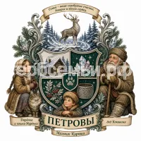 Гербы семьи Создать герб на фоне сказка Павла Петровича Бажова Серебряное Копытце девочка Дарёнка, дед Кокованя и кошка Мурёнка