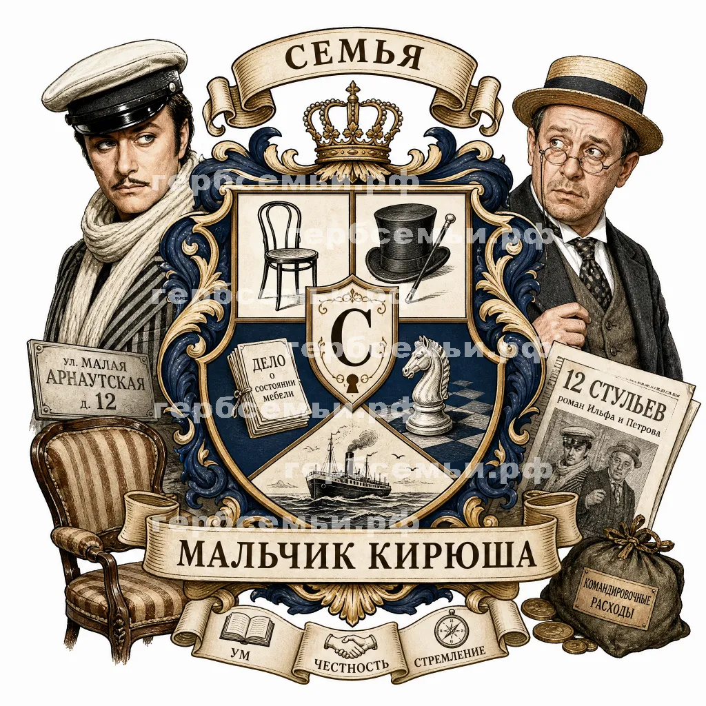 Герб семьи Создать герб на фоне фильма 12 стульев Остапа Бендера и Кисы Воробьянинова #43179