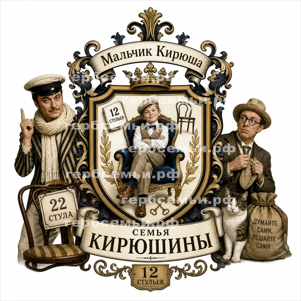 Герб семьи Создать герб на фоне фильма 12 стульев Остапа Бендера и Кисы Воробьянинова #43180