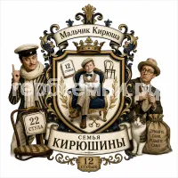 Герб семьи Создать герб на фоне фильма 12 стульев Остапа Бендера и Кисы Воробьянинова