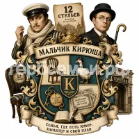 Герб семьи Создать герб на фоне фильма 12 стульев Остапа Бендера и Кисы Воробьянинова