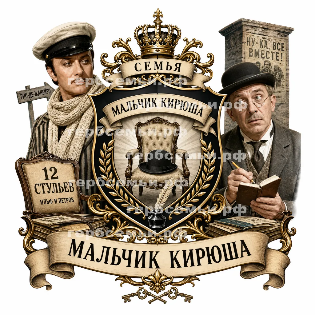 Герб семьи Создать герб на фоне фильма 12 стульев Остапа Бендера и Кисы Воробьянинова #43184