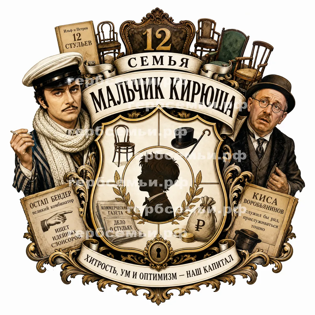 Герб семьи Создать герб на фоне фильма 12 стульев Остапа Бендера и Кисы Воробьянинова #43185