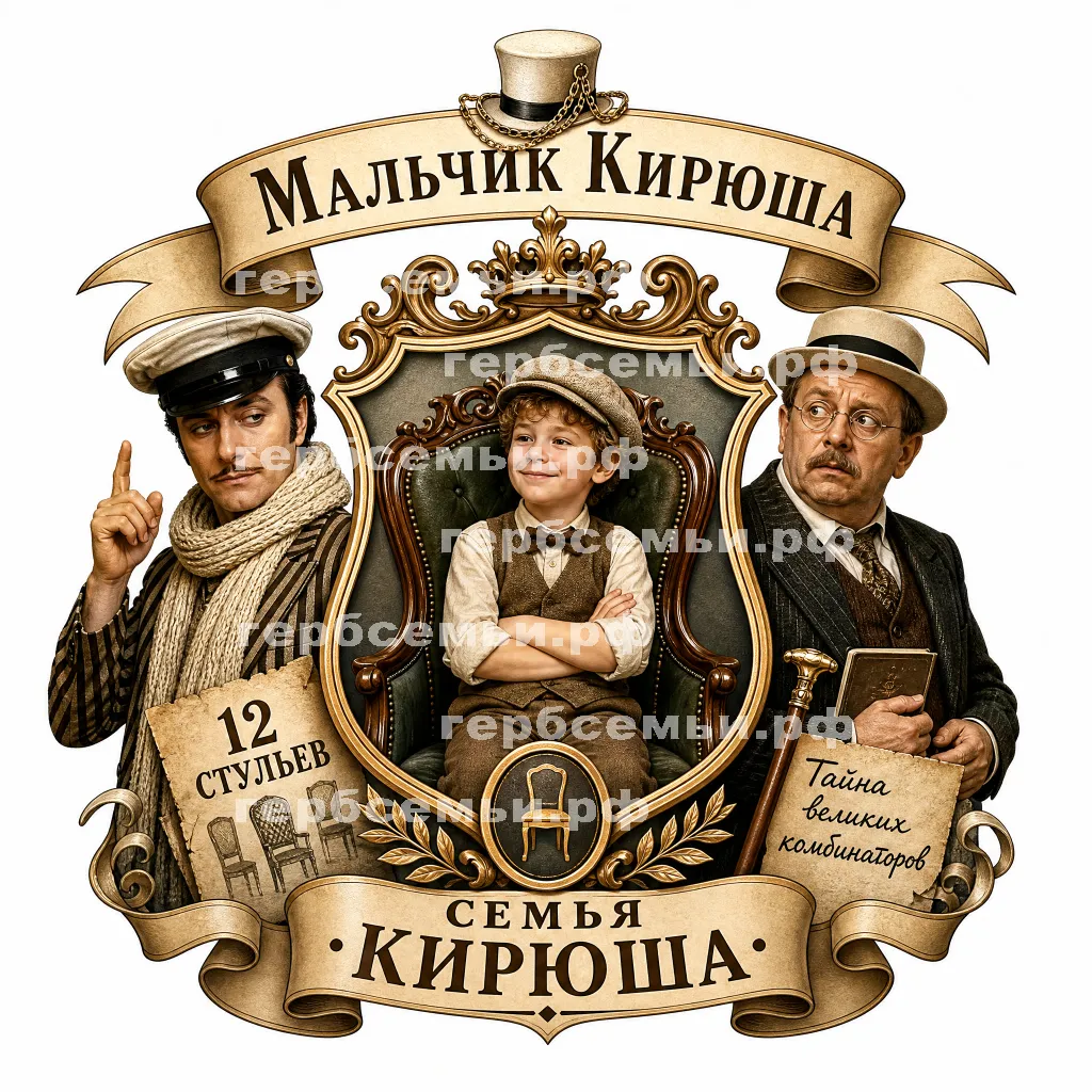 Герб семьи Создать герб на фоне фильма 12 стульев Остапа Бендера и Кисы Воробьянинова #43189