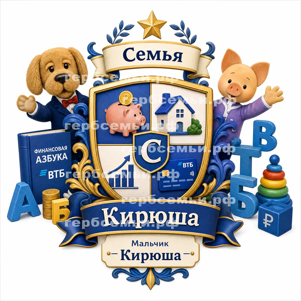Герб семьи Создать герб на фоне финансовой азбуки от ВТБ в программе спокойной ночи малыши #43190