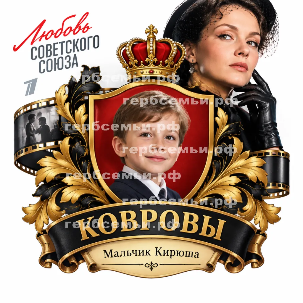Герб семьи Создать герб на фоне фильма первого канала Любовь Советского Союза Галина Коврова в черных кожаных перчатках актриса Ангелина Стречина #43210