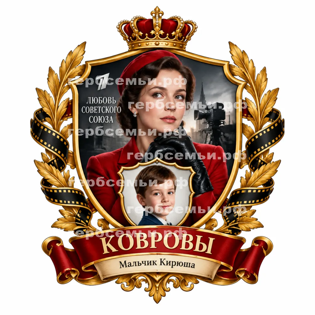 Герб семьи Создать герб на фоне фильма первого канала Любовь Советского Союза Галина Коврова в черных кожаных перчатках актриса Ангелина Стречина #43229
