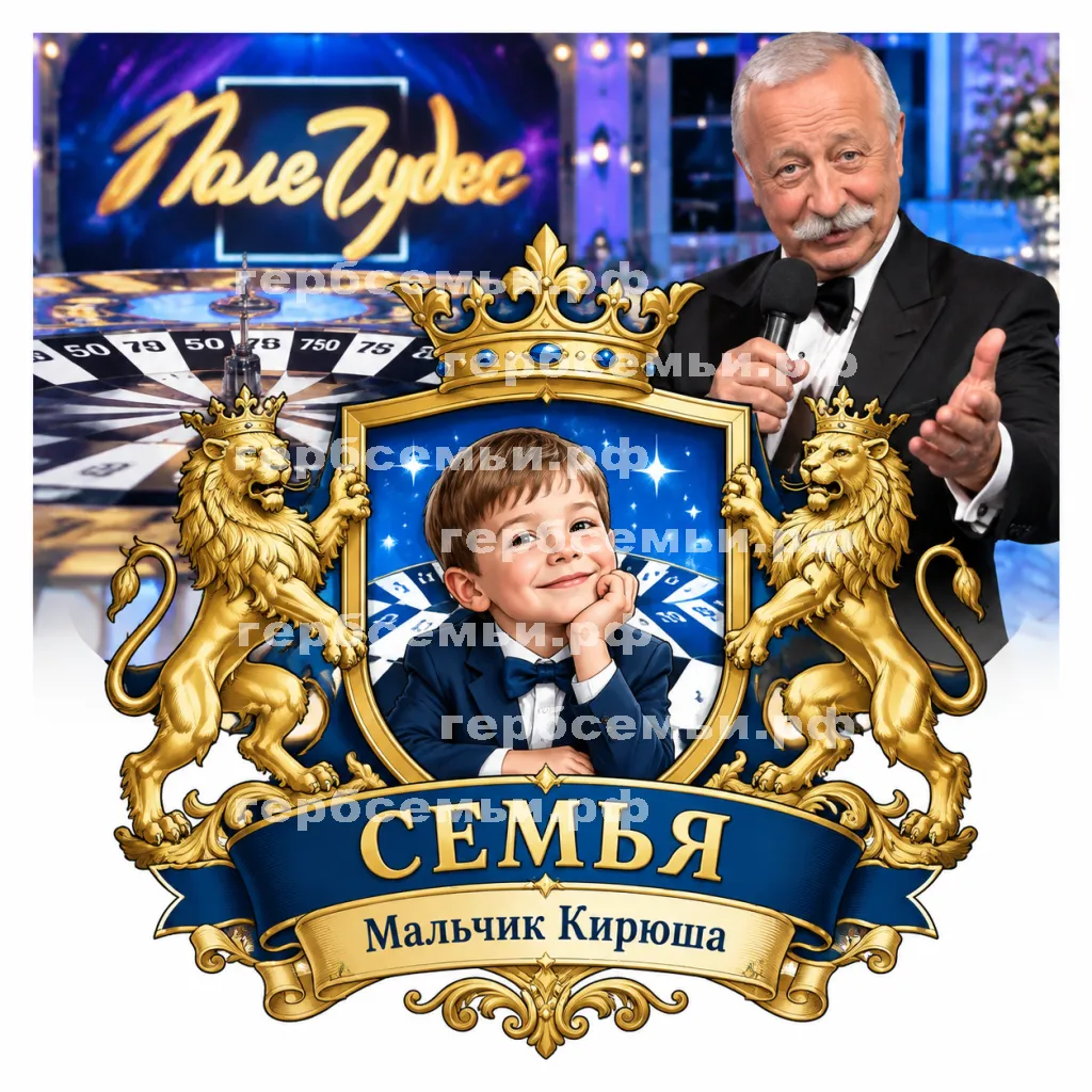 Герб семьи Создать герб на фоне программы поле чудес  первого канала и Леонида Якубовича #43235