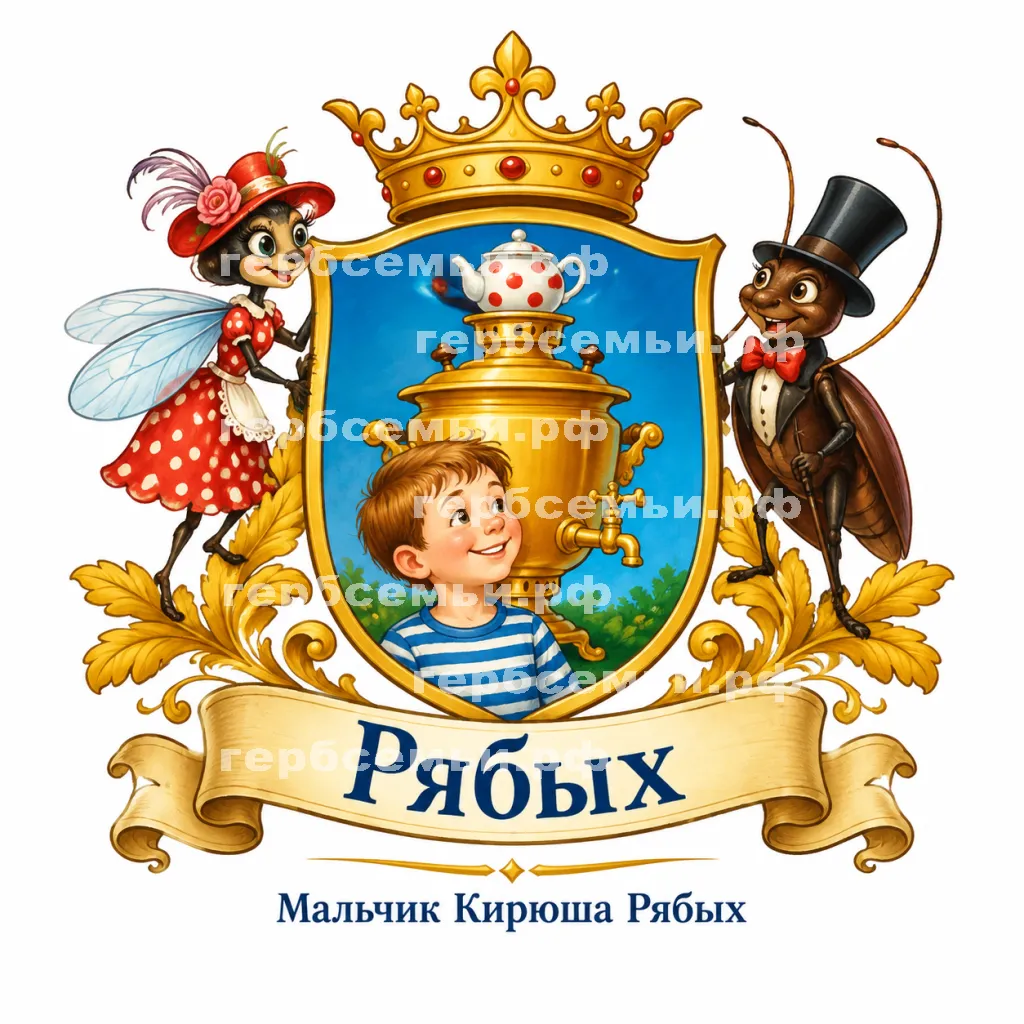 Герб семьи Создать герб на фоне Корней Иванович Чуковский Муха Цокотуха #43238