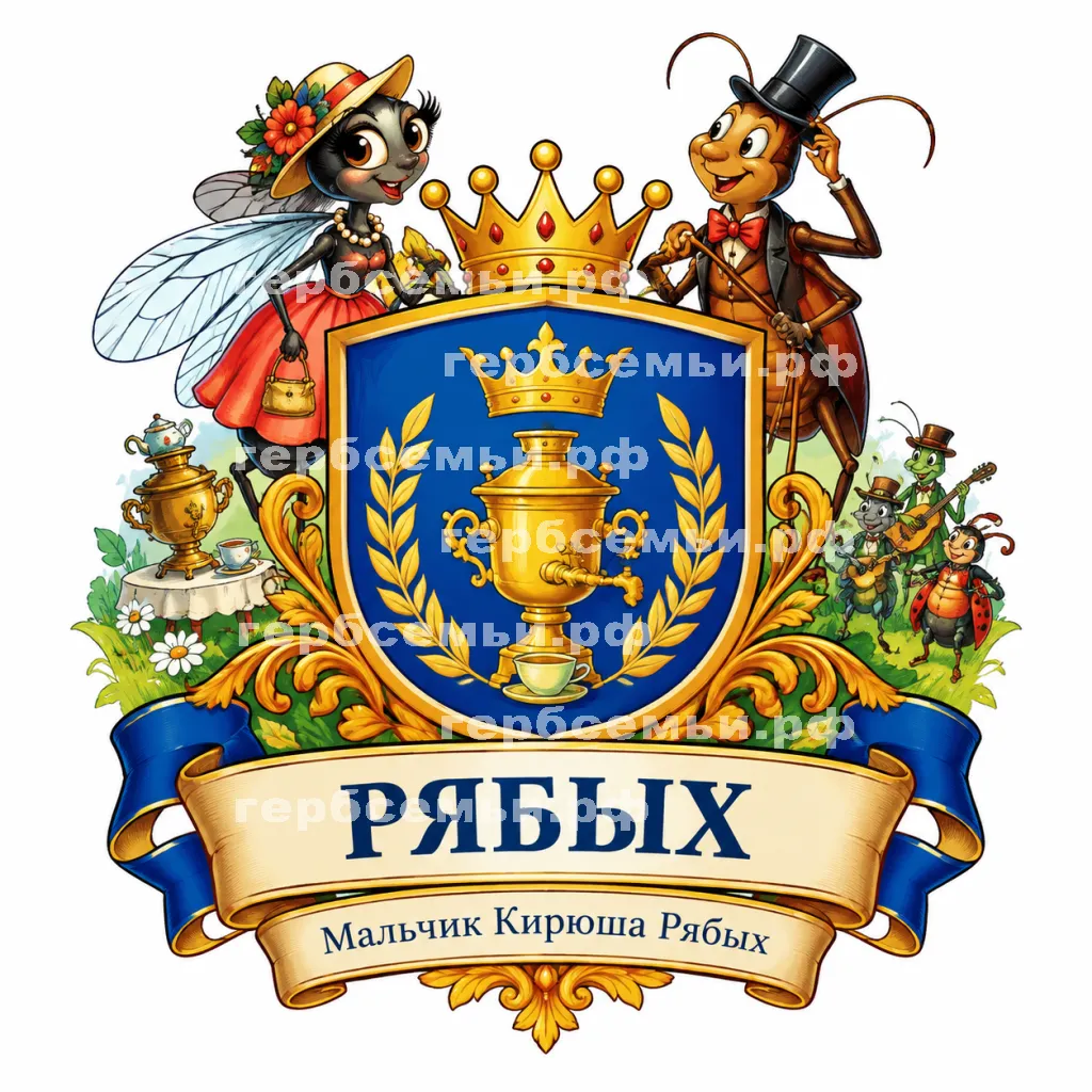 Герб семьи Создать герб на фоне Корней Иванович Чуковский Муха Цокотуха #43240