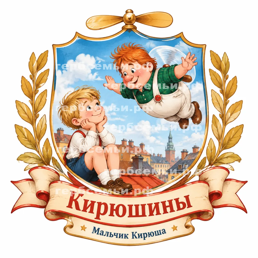 Герб семьи Создать герб на фоне сказки Астрид Линдгрен Малыш и Карлсон #43271