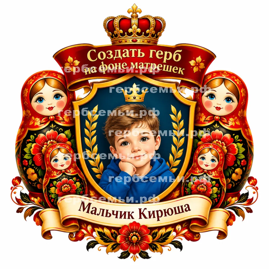 Герб семьи Создать герб на фоне матрешек #43278