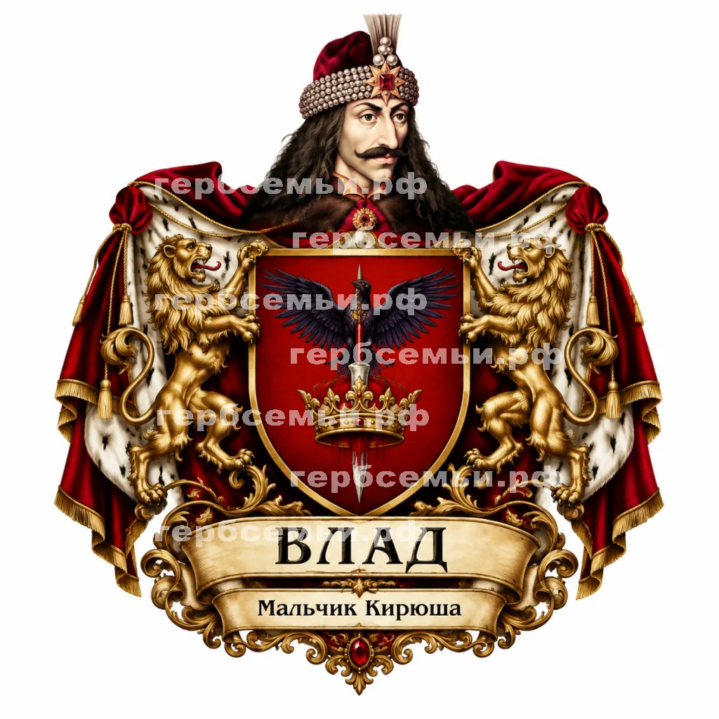 Герб семьи Создать герб на фоне господарь Валаахии Влад Цепишь Дракула 3 #43280