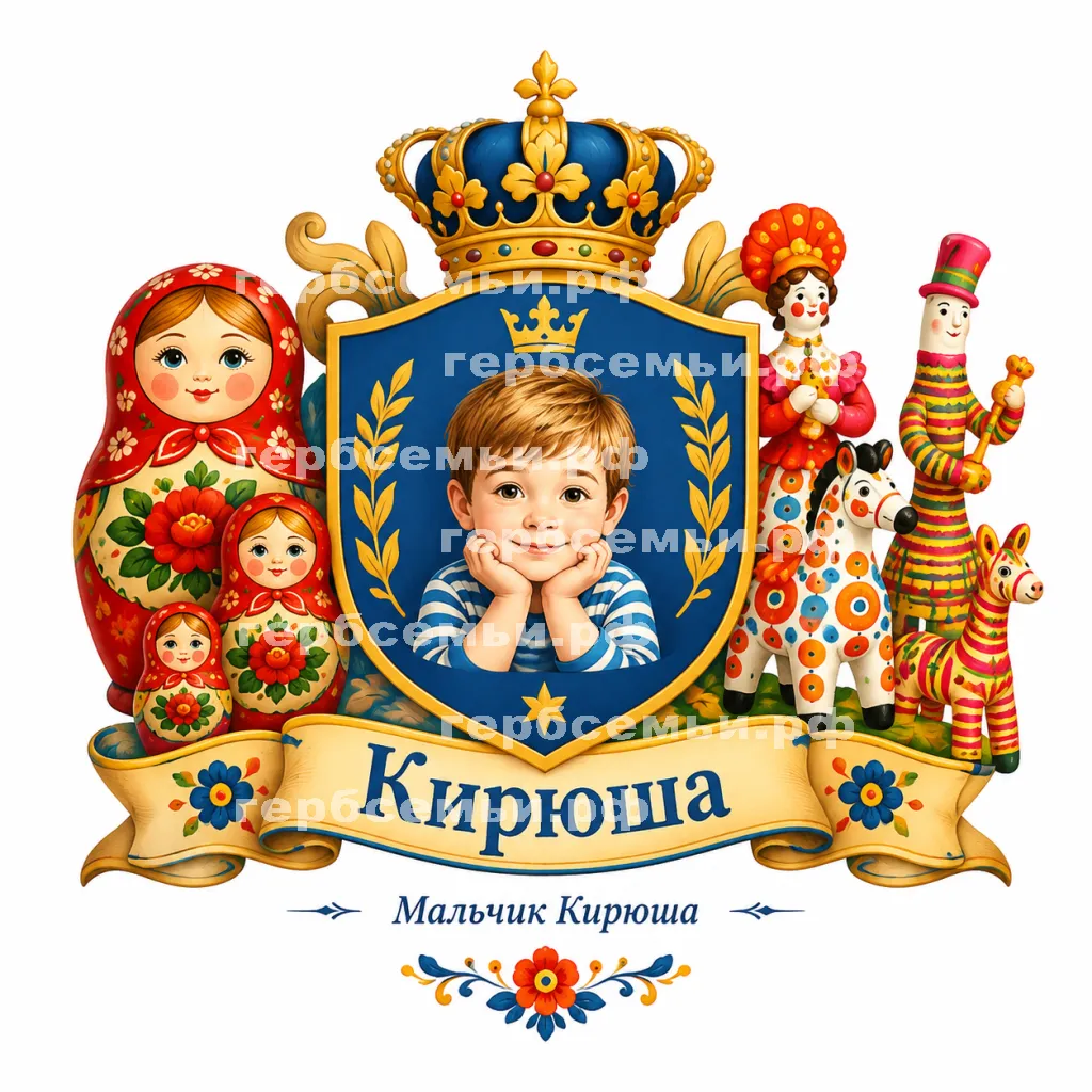 Герб семьи Создать герб на фоне игрушек матрёшек, дымковских и филимоновских игрушек #43282