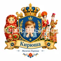 Герб семьи Создать герб на фоне игрушек матрёшек, дымковских и филимоновских игрушек