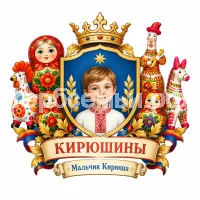 Герб семьи Создать герб на фоне игрушек матрёшек, дымковских и филимоновских игрушек