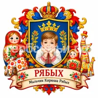 Герб семьи Создать герб на фоне игрушек матрёшек, дымковских и филимоновских игрушек