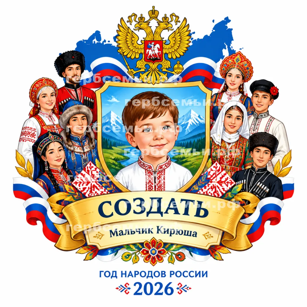 Герб семьи Создать герб на фоне народов России в год народов России 2026 год #43292